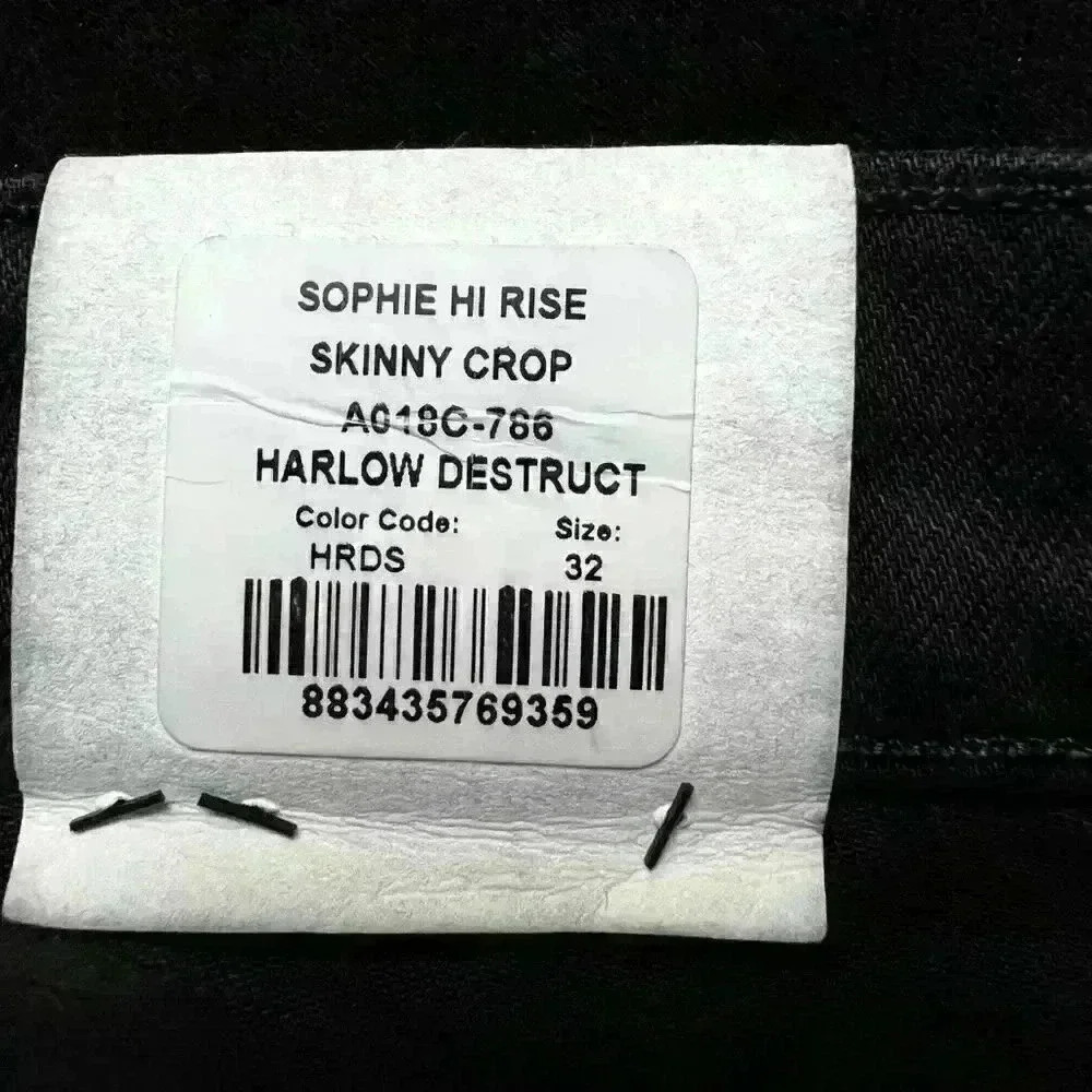 AGOLDE Sophie High Rise Skinny Crop Jeans Black Harlow Destructed Size 32 - Picture 10 of 10